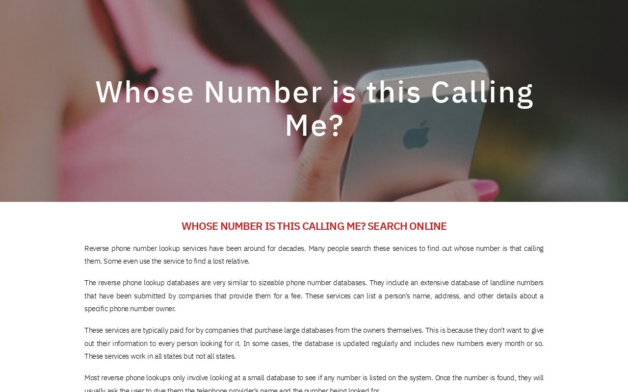 Whose Number is this Calling Me?